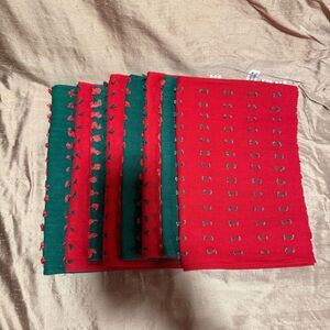 Vintage Crate & Barrel Red and Green Patterned Christmas placemats
